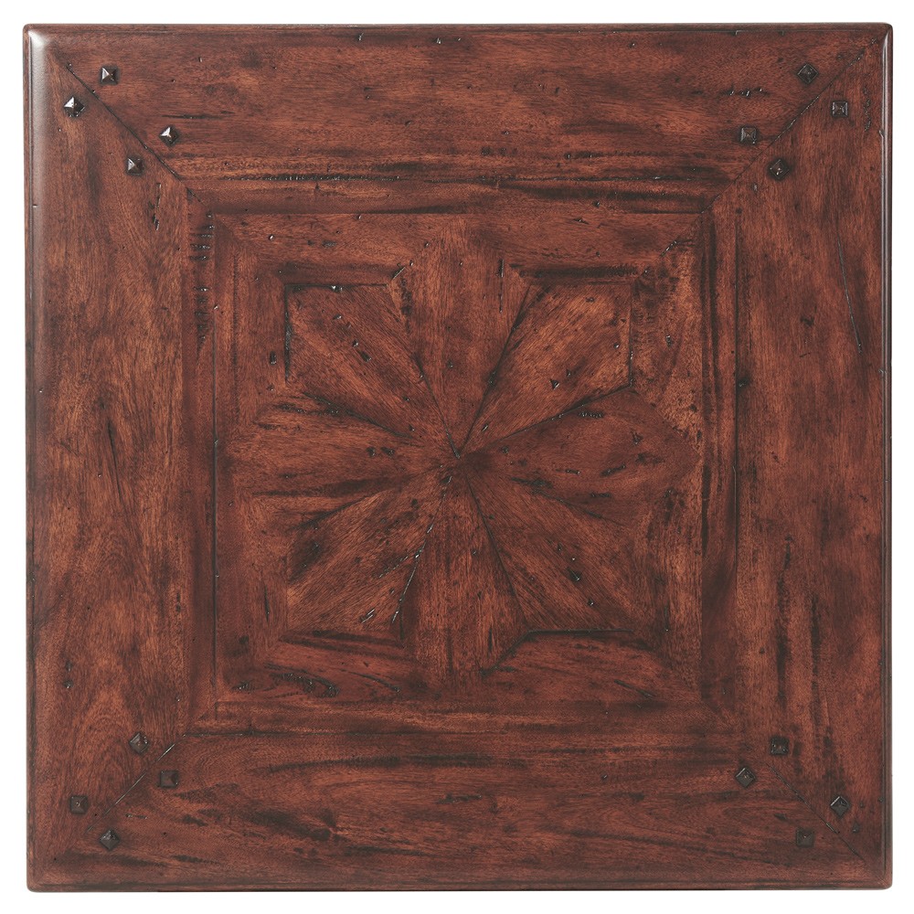 Lyon Updated Traditional Brown Wood Square Side Table|