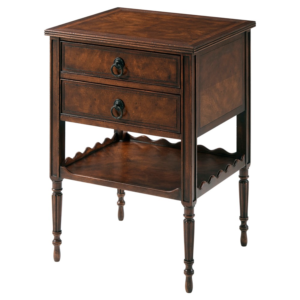Ottilie Updated Traditional Brown Mahogany Wood Rectangular Side Table|