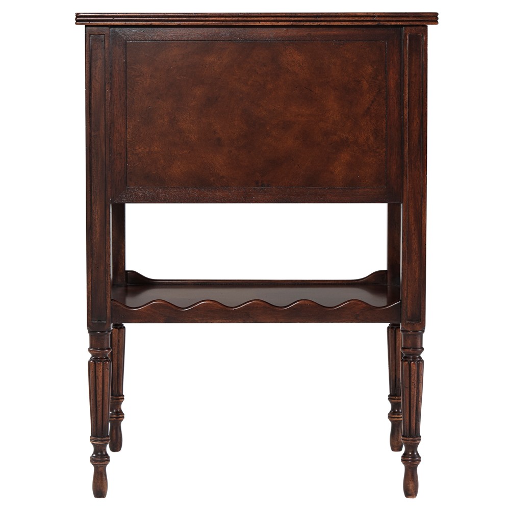 Ottilie Updated Traditional Brown Mahogany Wood Rectangular Side Table|
