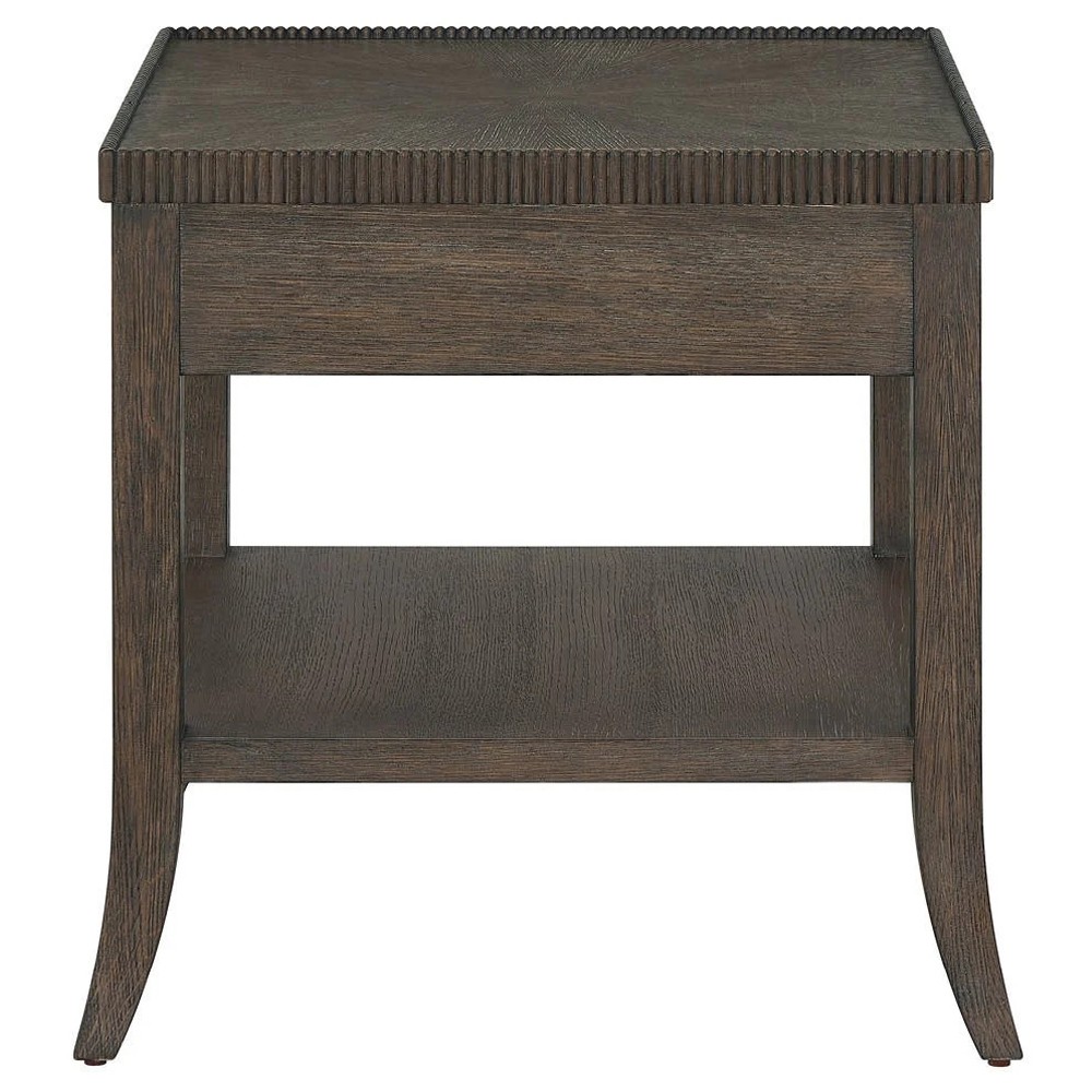 Shara Updated Traditional Brown Oak Square End Table|
