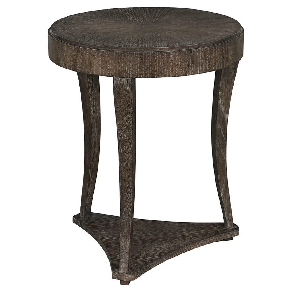 Shara Updated Traditional Brown Oak Round Side Table|