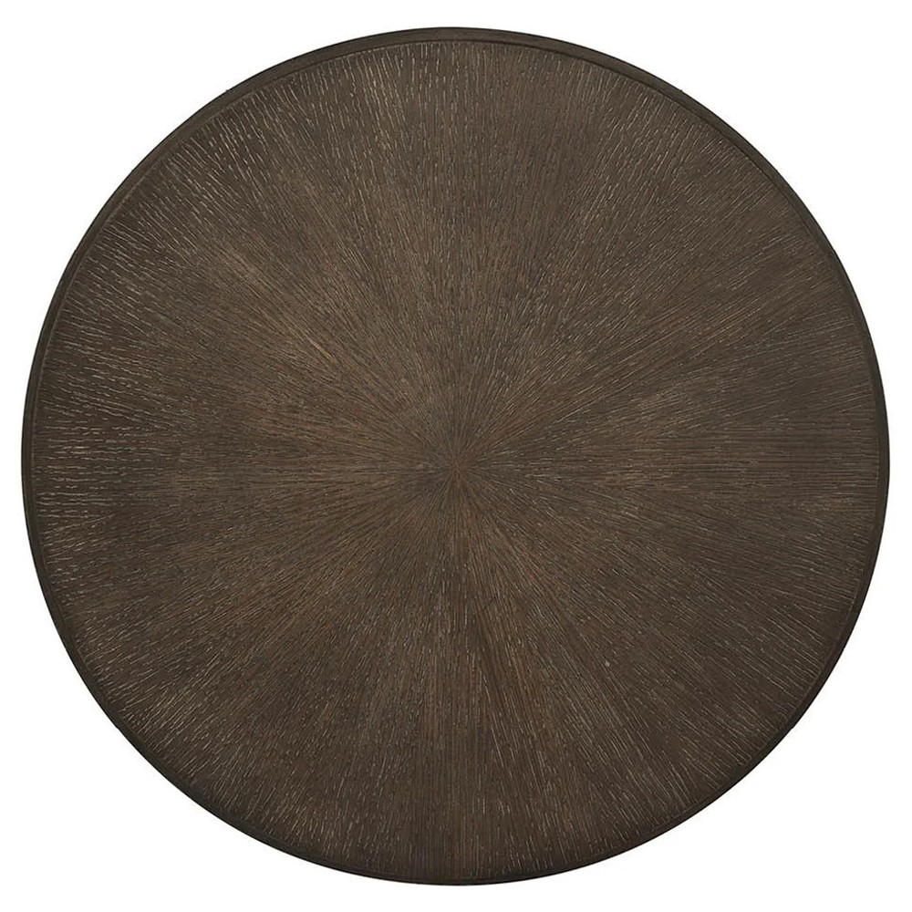 Shara Updated Traditional Brown Oak Round Side Table|