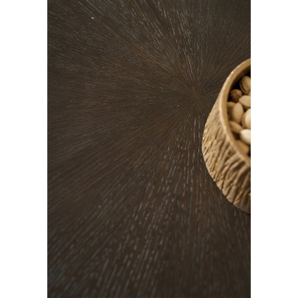 Shara Updated Traditional Brown Oak Round Side Table|