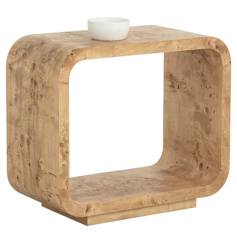 Alder Modern Classic Natural Burl Rectangular End Table|