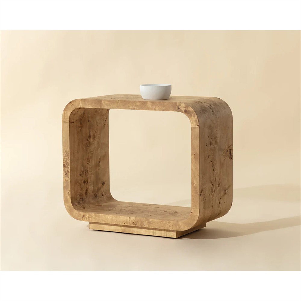 Alder Modern Classic Natural Burl Rectangular End Table|