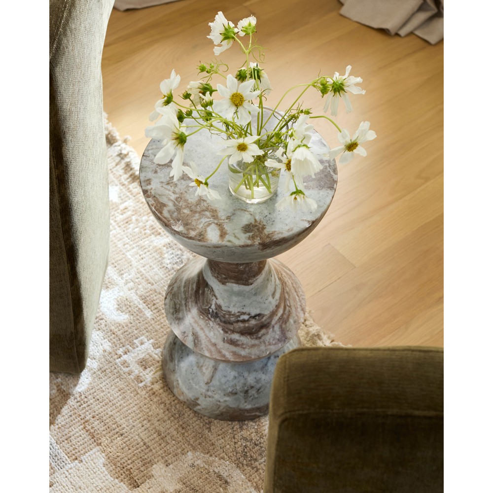 Oberon Modern Classic Brown Marble Round Drink Table|