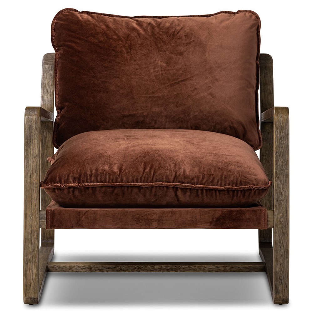 Ailyn Rustic Lodge Brown Velvet Performance Occasional Arm Chair|