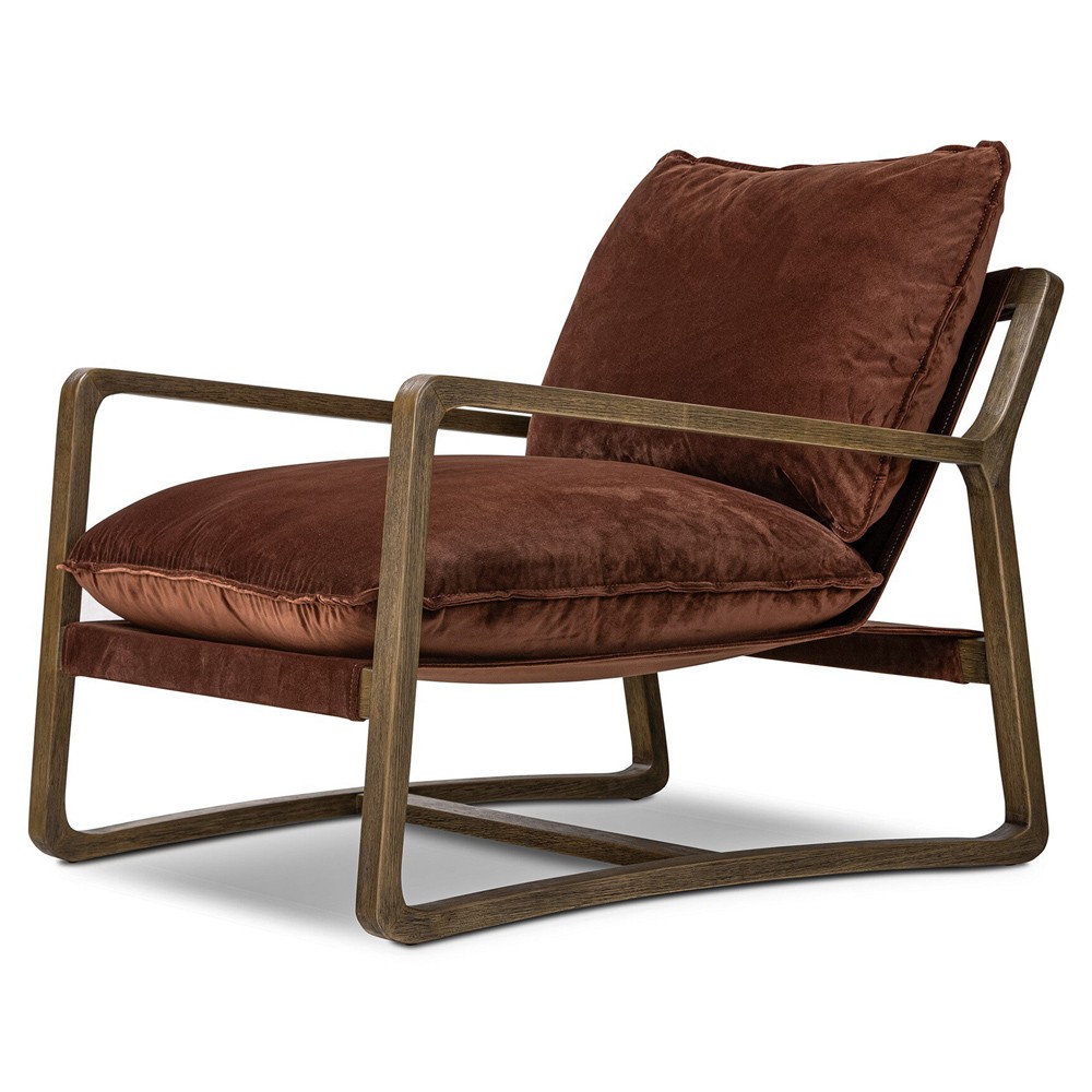 Ailyn Rustic Lodge Brown Velvet Performance Occasional Arm Chair|