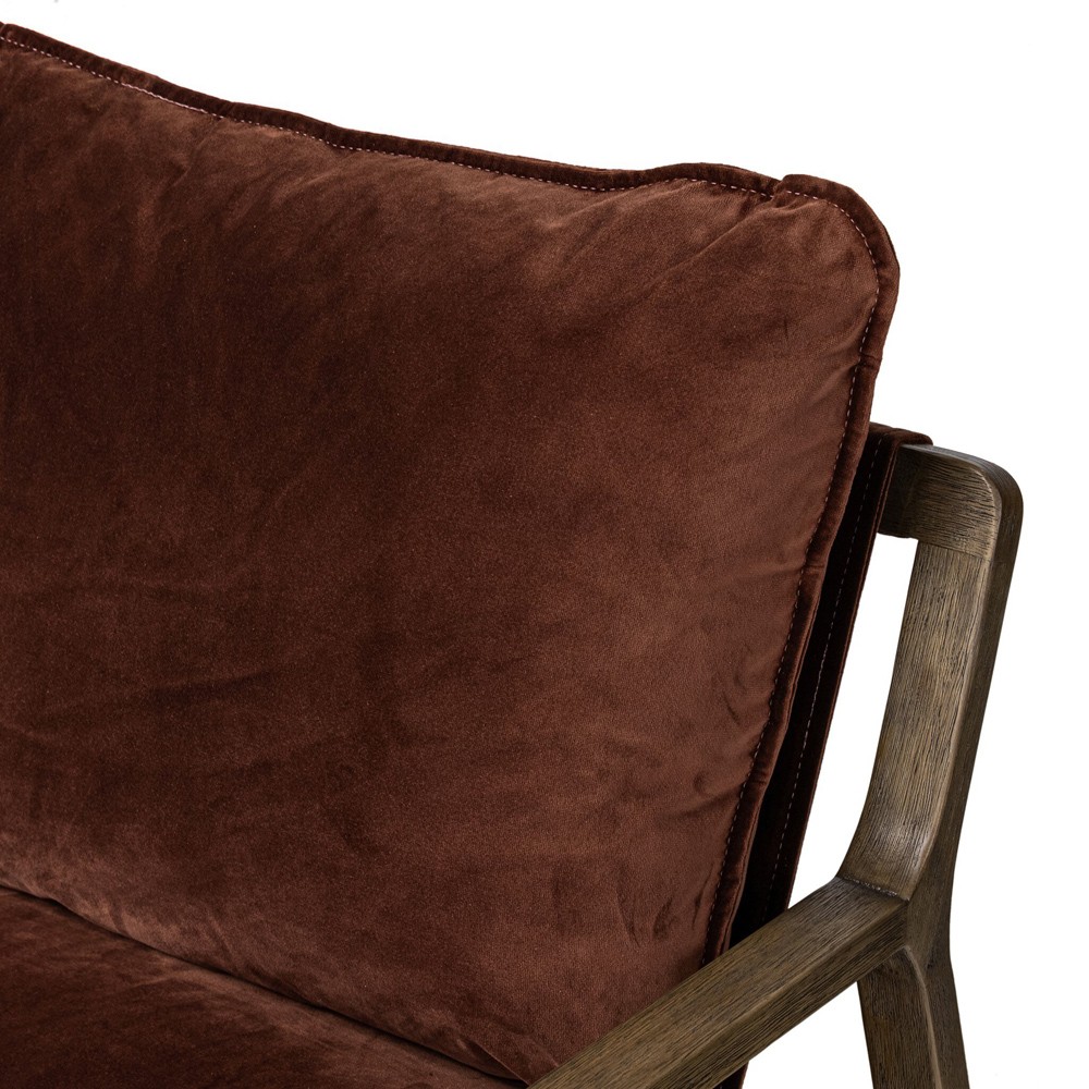 Ailyn Rustic Lodge Brown Velvet Performance Occasional Arm Chair|