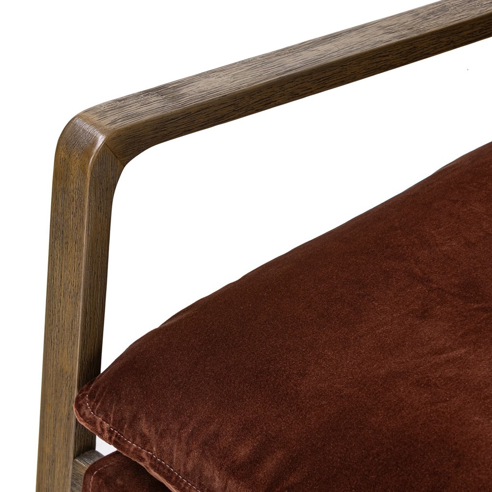 Ailyn Rustic Lodge Brown Velvet Performance Occasional Arm Chair|