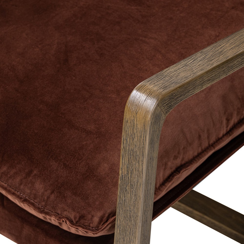 Ailyn Rustic Lodge Brown Velvet Performance Occasional Arm Chair|