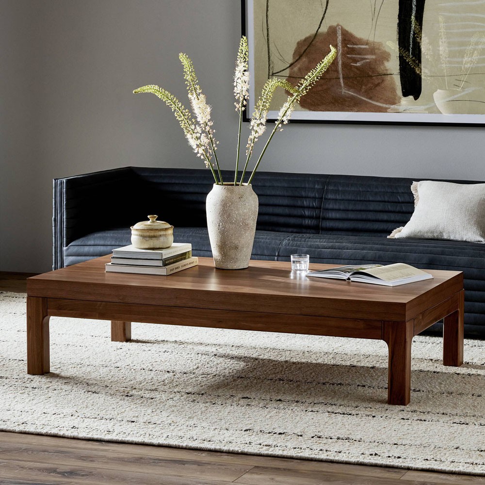 Nery Rustic Lodge Natural Walnut Rectangular Coffee Table|