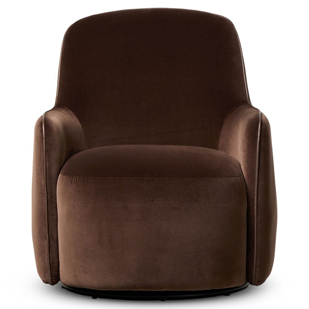Berkley Modern Classic Brown Velvet Performance Swivel Chair|