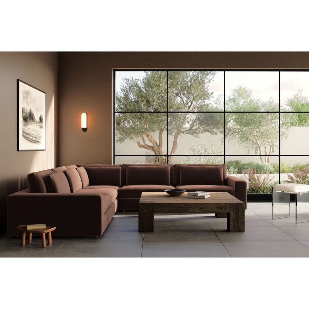 Candace Modern Classic Brown Velvet Performance Corner Sectional - 132"|
