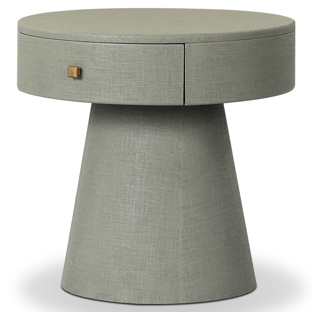 Meredith Modern Classic Sage Green Painted Linen Nightstand|