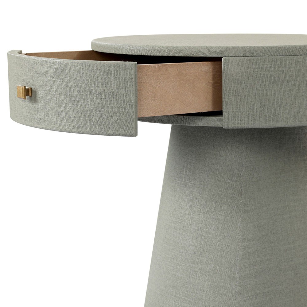 Meredith Modern Classic Sage Green Painted Linen Nightstand|