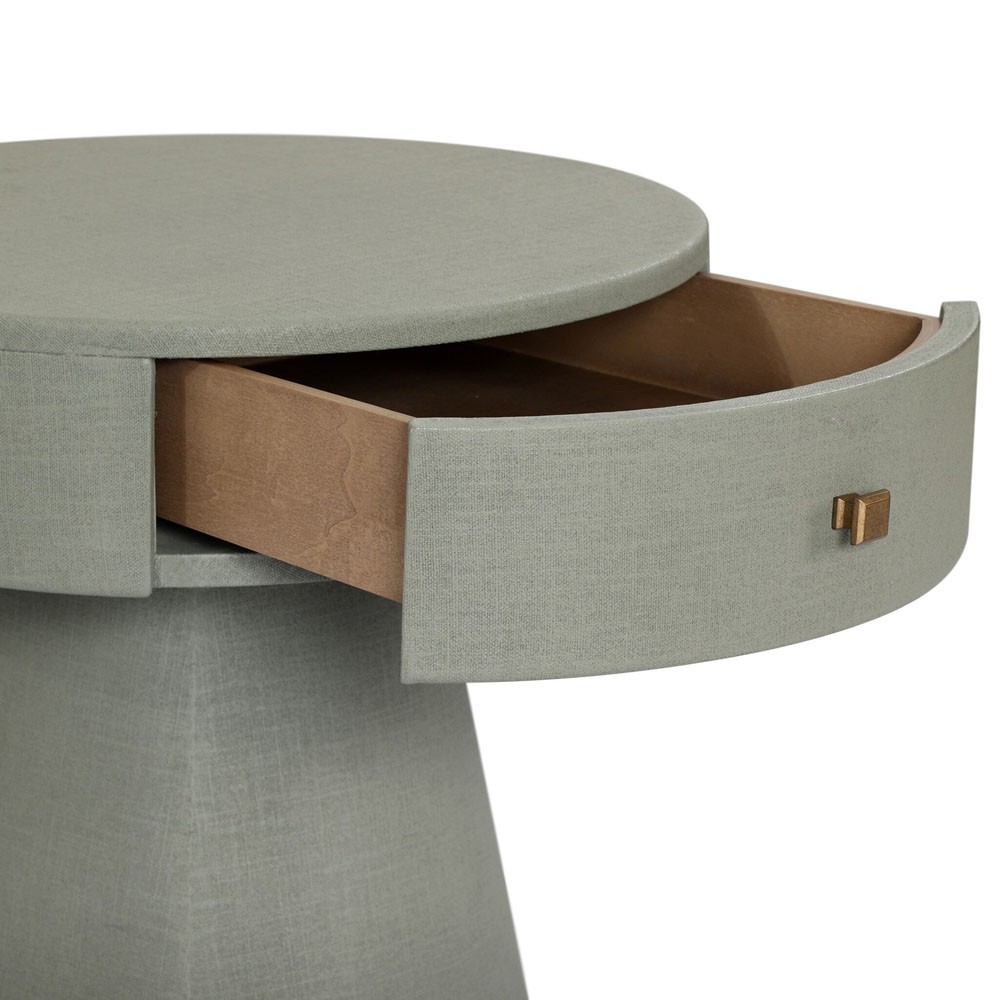 Meredith Modern Classic Sage Green Painted Linen Nightstand|