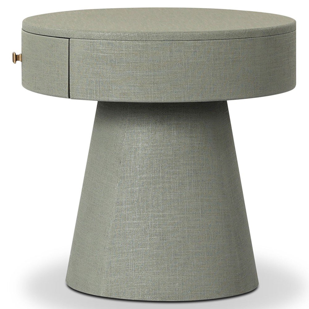 Meredith Modern Classic Sage Green Painted Linen Nightstand|