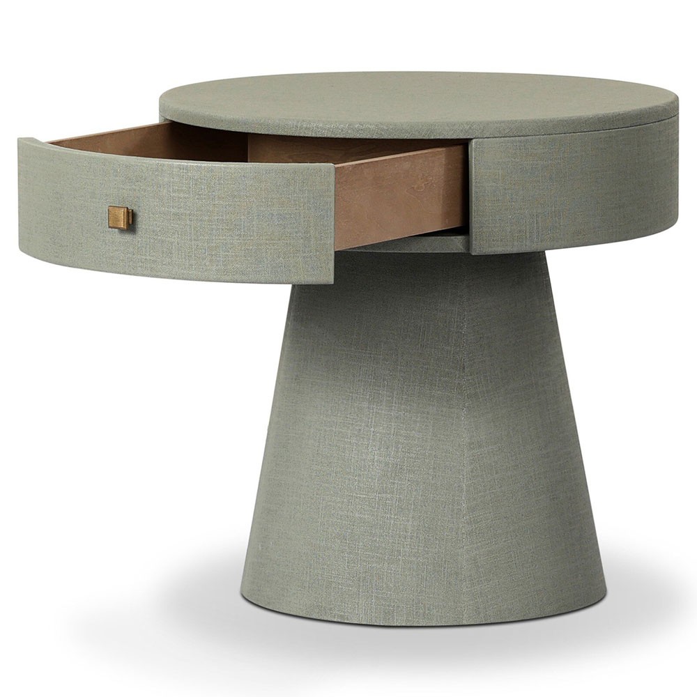 Meredith Modern Classic Sage Green Painted Linen Nightstand|