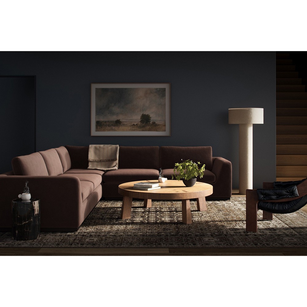 Stanley Modern Classic Brown Velvet Performance Corner Sectional - 120"|