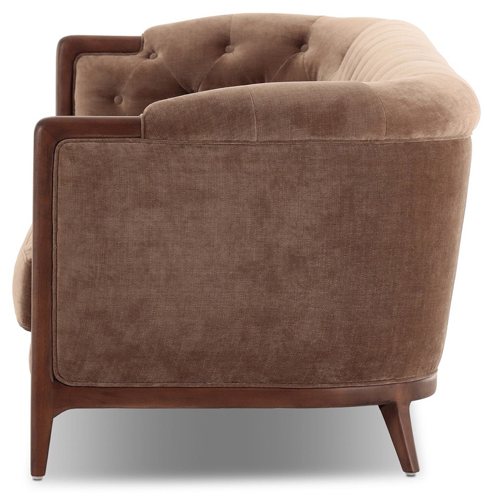 Khloe Updated Traditional Brown Velvet Tufted Sofa - 91"|