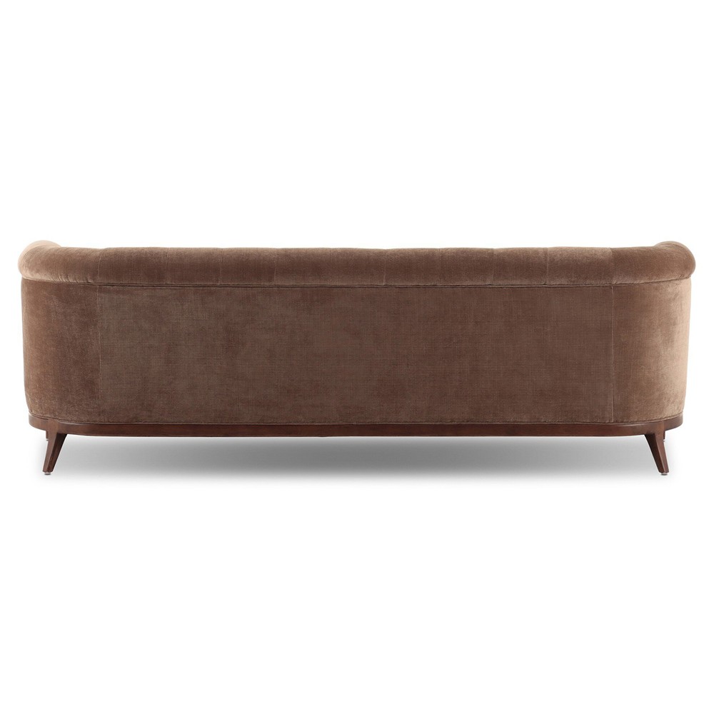Khloe Updated Traditional Brown Velvet Tufted Sofa - 91"|