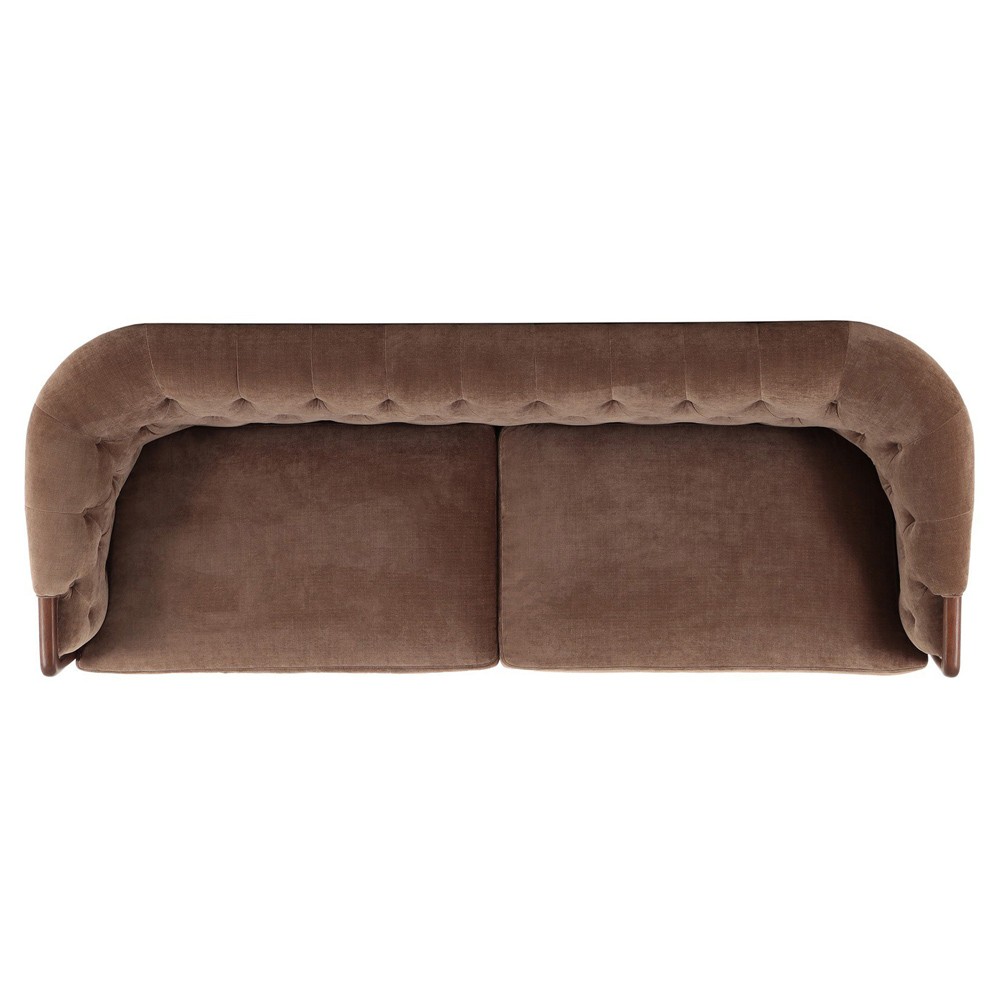 Khloe Updated Traditional Brown Velvet Tufted Sofa - 91"|