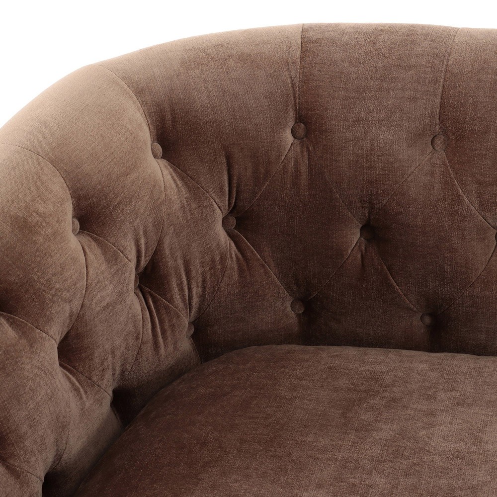 Khloe Updated Traditional Brown Velvet Tufted Sofa - 91"|