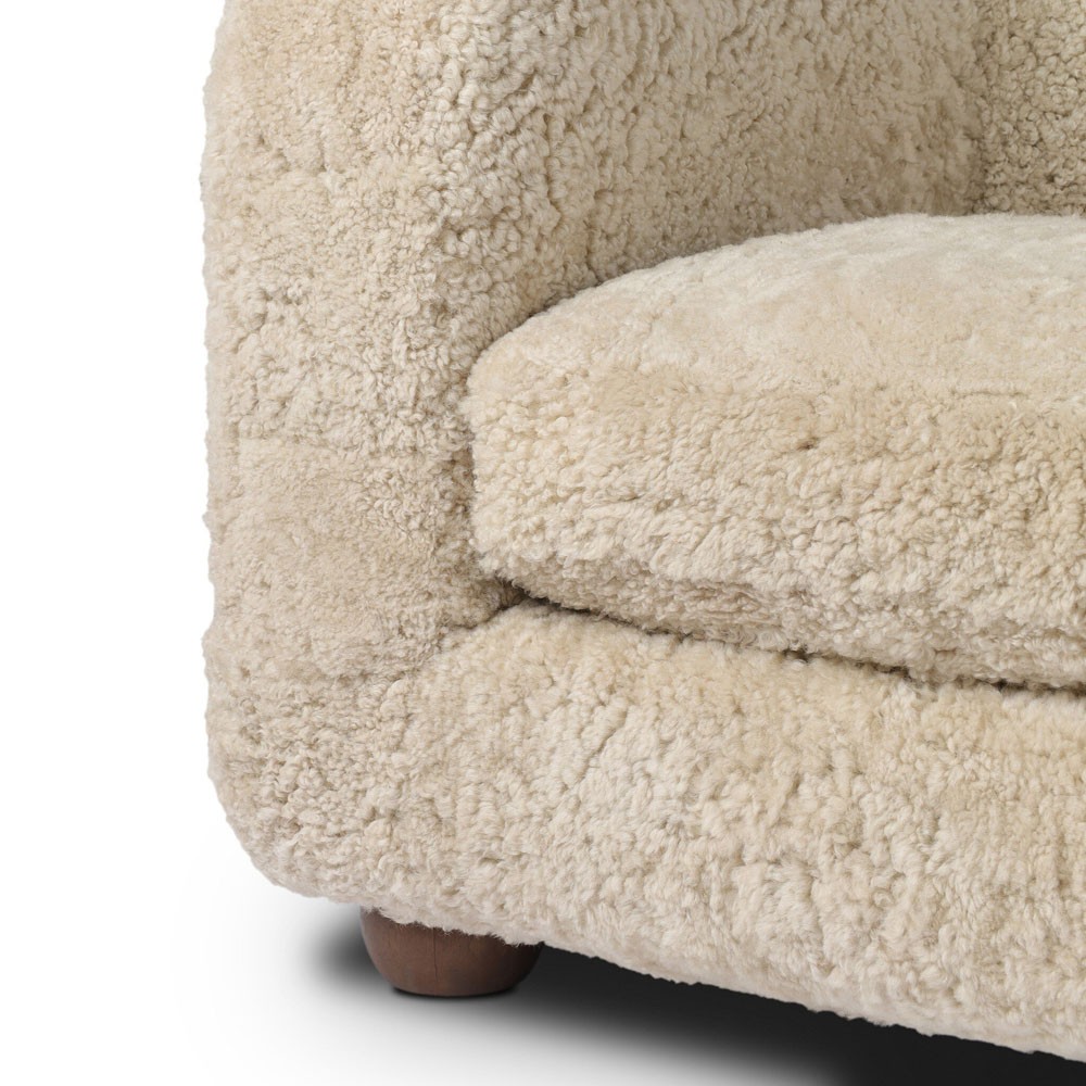 Jessie Modern Classic Beige Shearling Sofa - 84"|