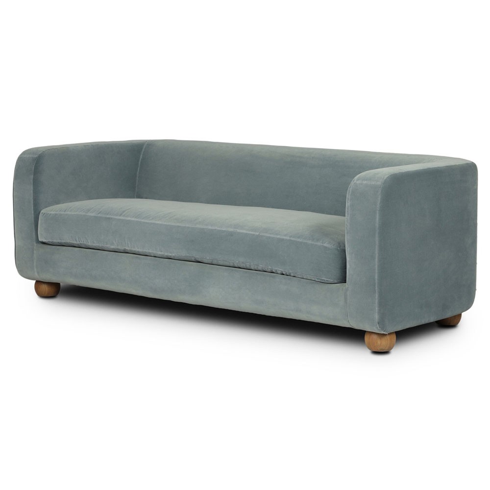 Jessie Modern Classic Teal Velvet Performance Sofa - 84"|