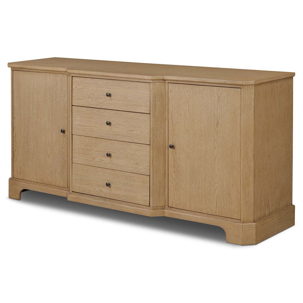 Gladys Updated Traditional Light Wash Oak Media Cabinet - 72"|