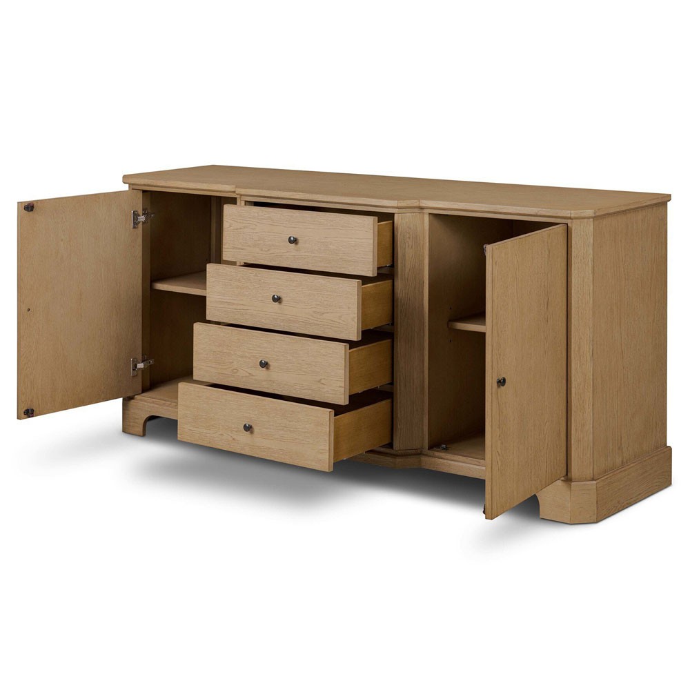 Gladys Updated Traditional Light Wash Oak Media Cabinet - 72"|