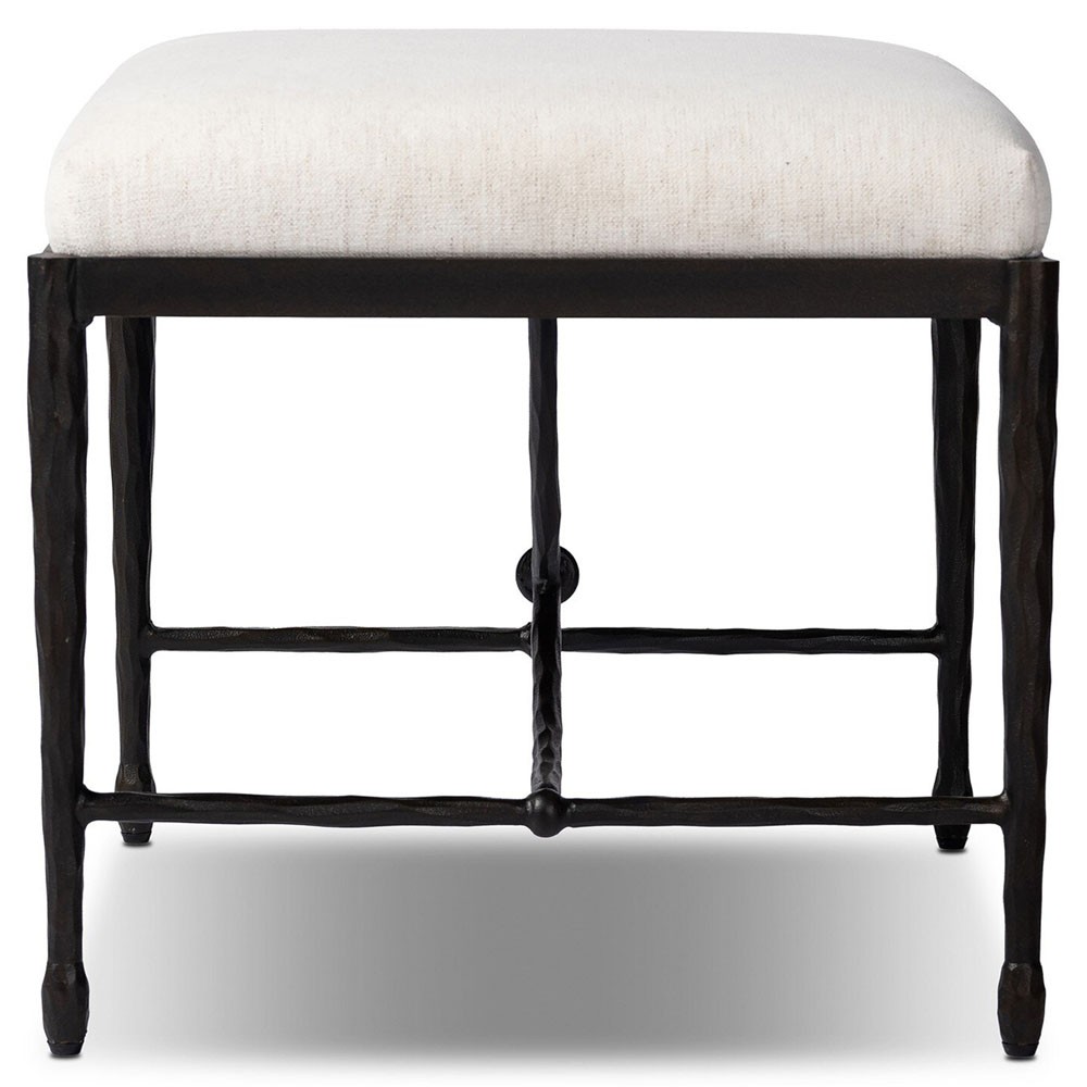 Jane Updated Traditional Cream Crypton Bronze Iron Rectangular Stool|