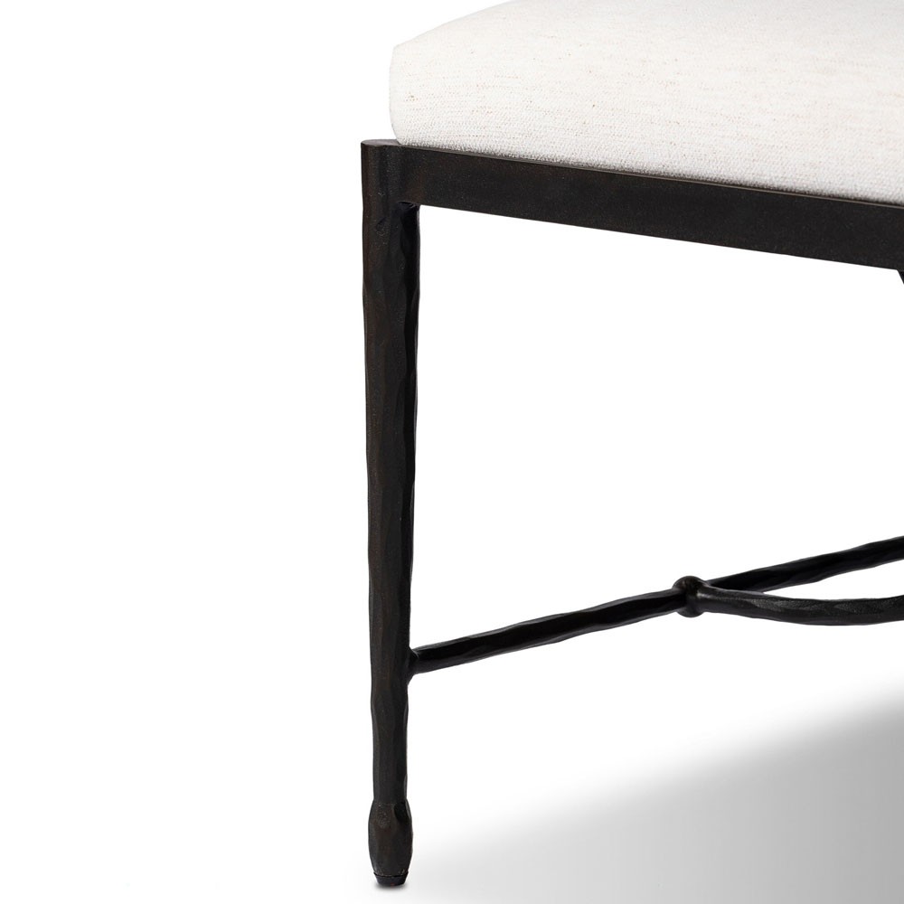 Jane Updated Traditional Cream Crypton Bronze Iron Rectangular Stool|