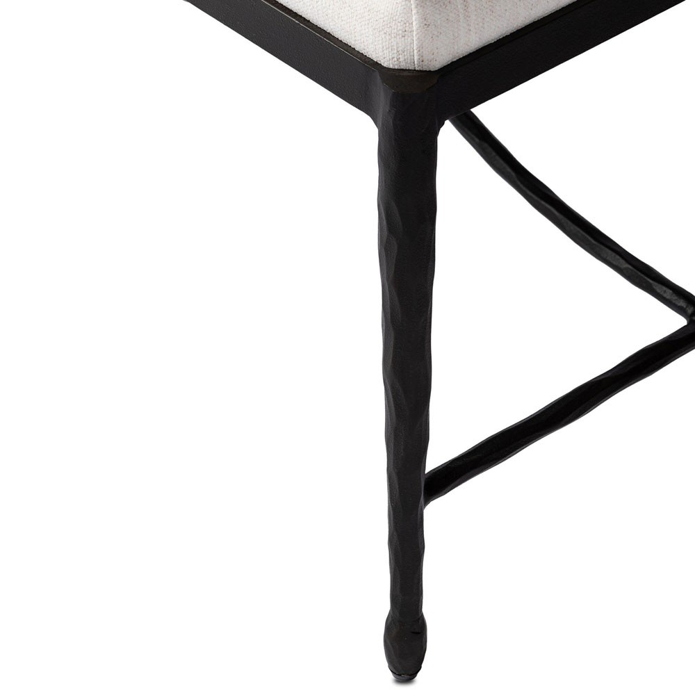 Jane Updated Traditional Cream Crypton Bronze Iron Rectangular Stool|