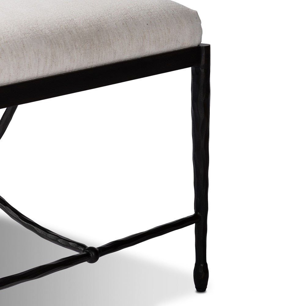 Jane Updated Traditional Cream Crypton Bronze Iron Rectangular Stool|