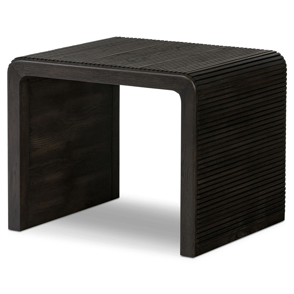 Lana Rustic Lodge Black Oak Wood Rectangular End Table|