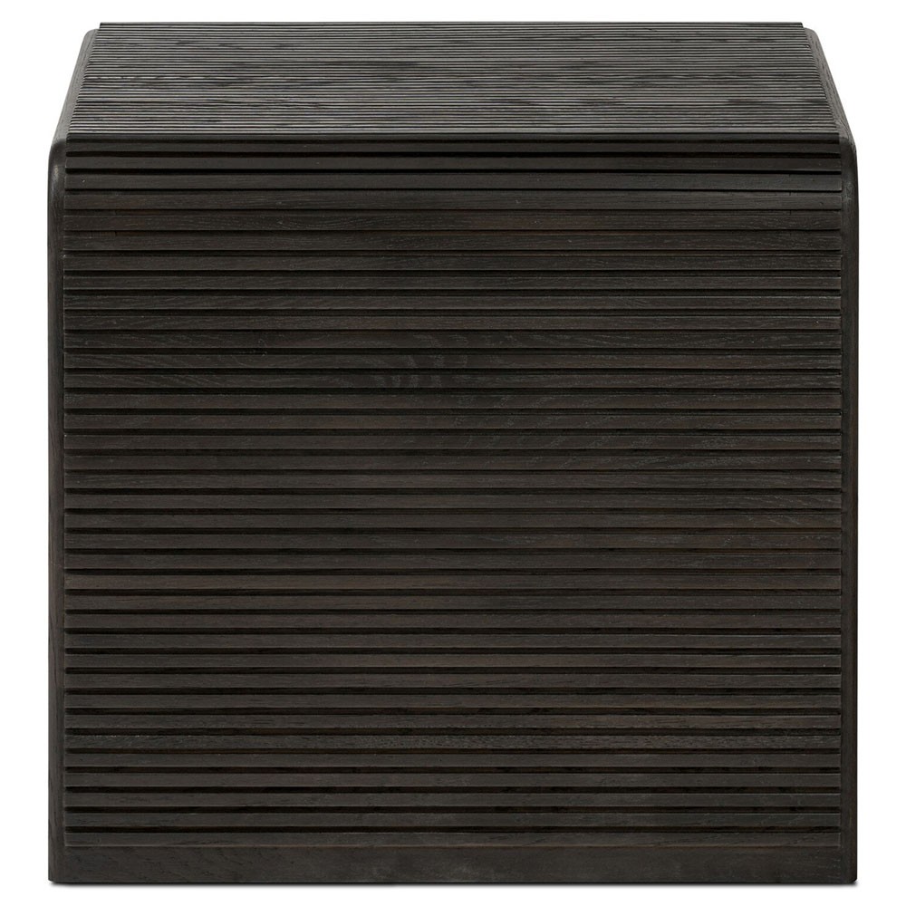 Lana Rustic Lodge Black Oak Wood Rectangular End Table|