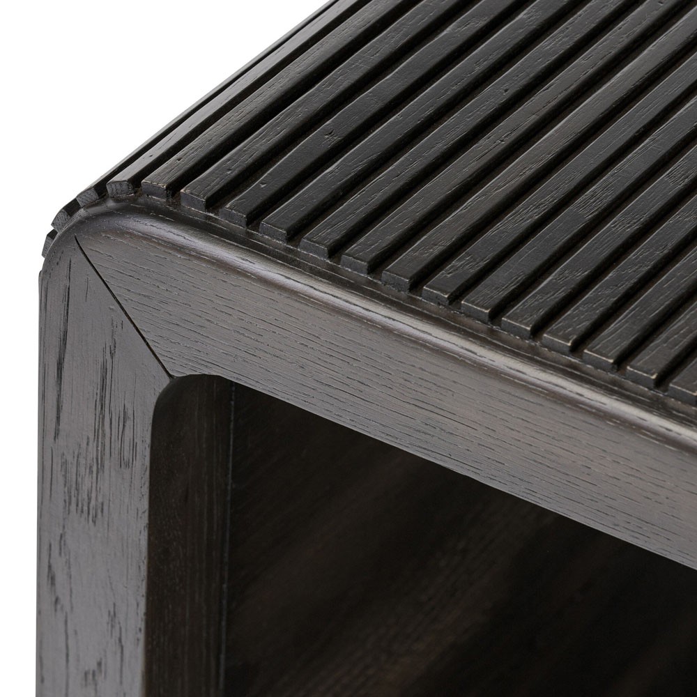 Lana Rustic Lodge Black Oak Wood Rectangular End Table|