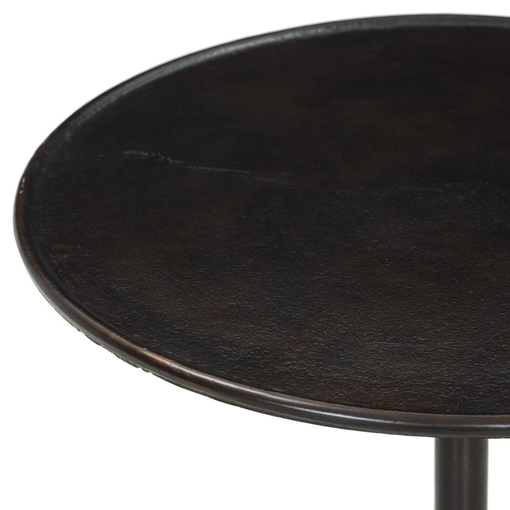 Lupe Industrial Dark Brown Aluminum Matchstick Round Side Table|