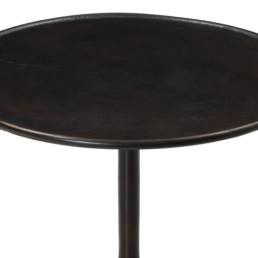 Lupe Industrial Dark Brown Aluminum Matchstick Round Side Table|