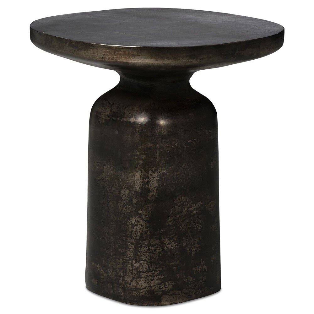 Lincoln Modern Classic Distressed Bronze Round End Table|