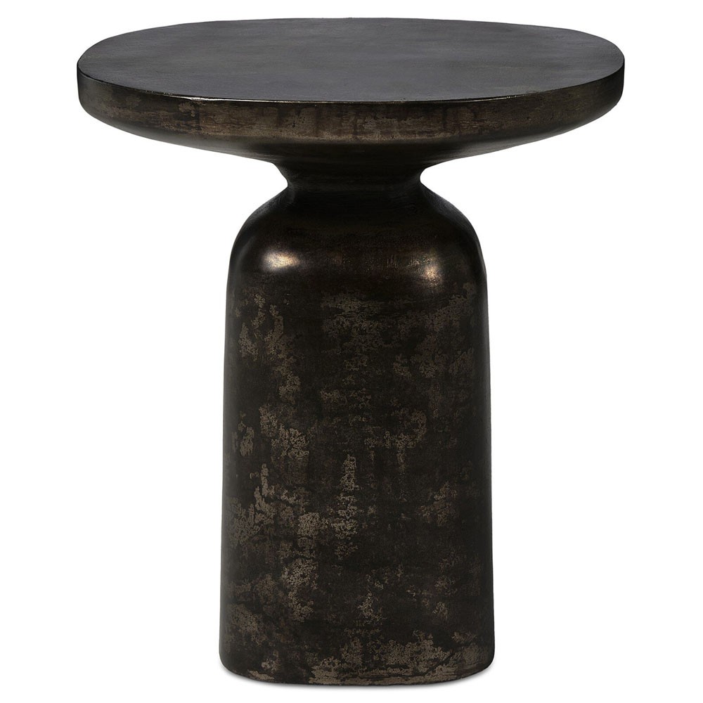 Lincoln Modern Classic Distressed Bronze Round End Table|