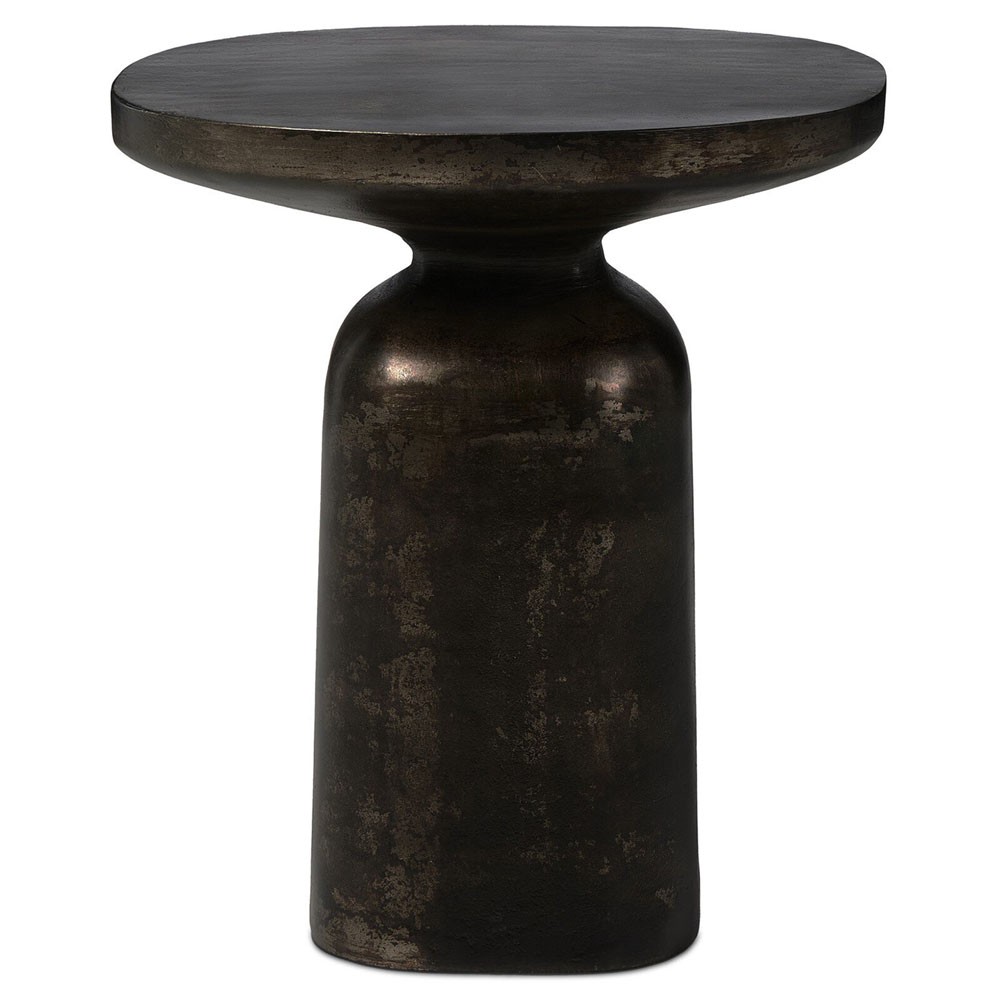 Lincoln Modern Classic Distressed Bronze Round End Table|