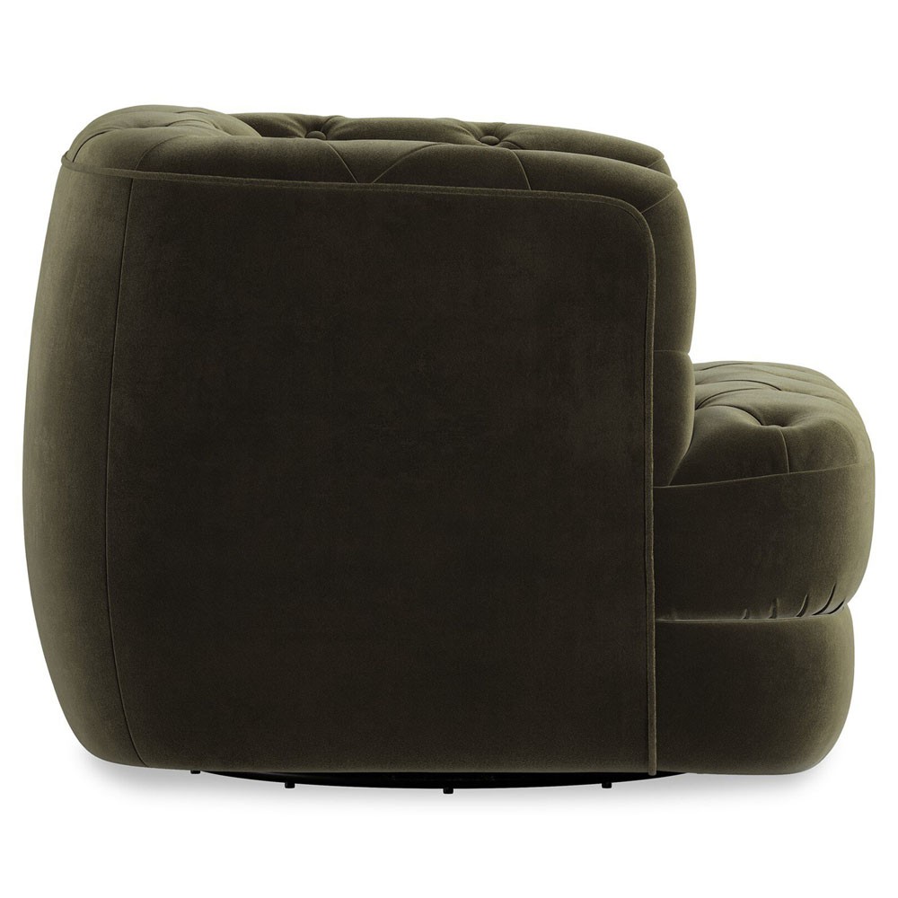 Paul Modern Classic Olive Green Velvet Performance Tufted Swivel Chair|