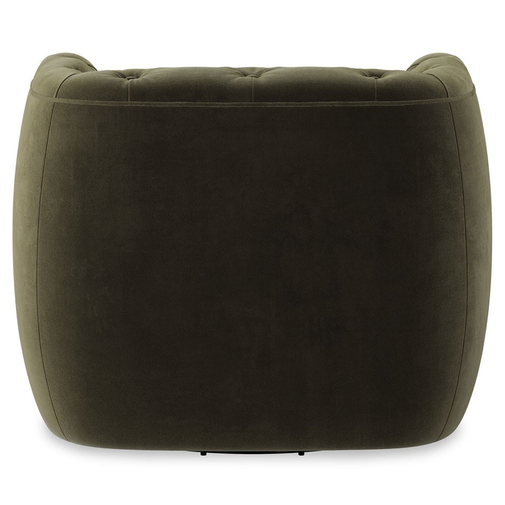 Paul Modern Classic Olive Green Velvet Performance Tufted Swivel Chair|