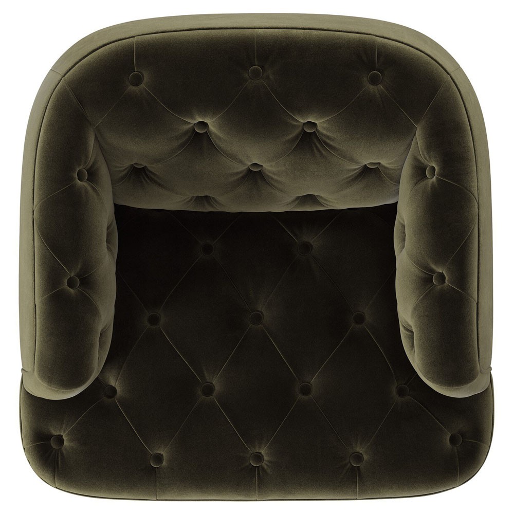 Paul Modern Classic Olive Green Velvet Performance Tufted Swivel Chair|