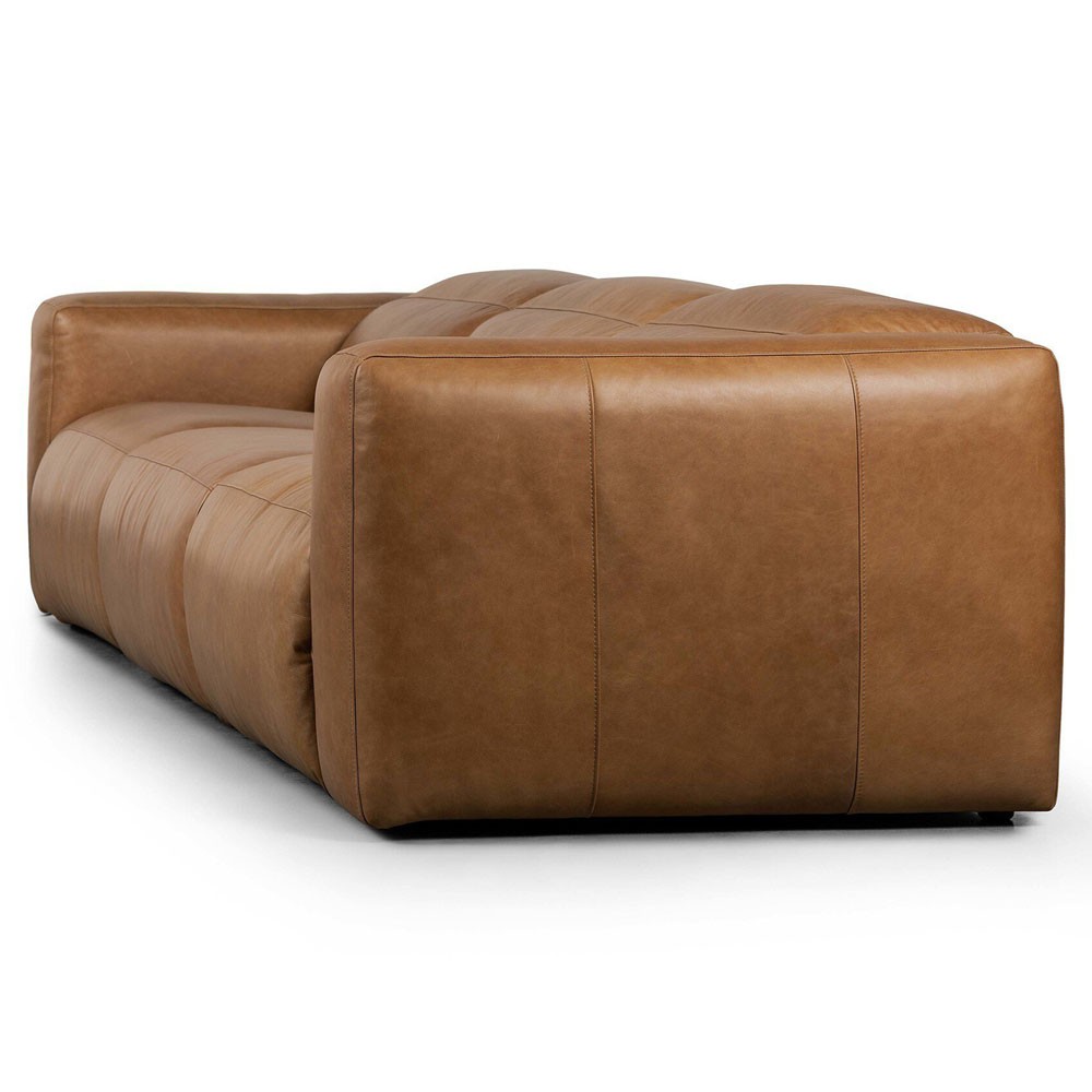 Radley Modern Classic Brown Leather 3 Piece Reclining Sectional - 121"|