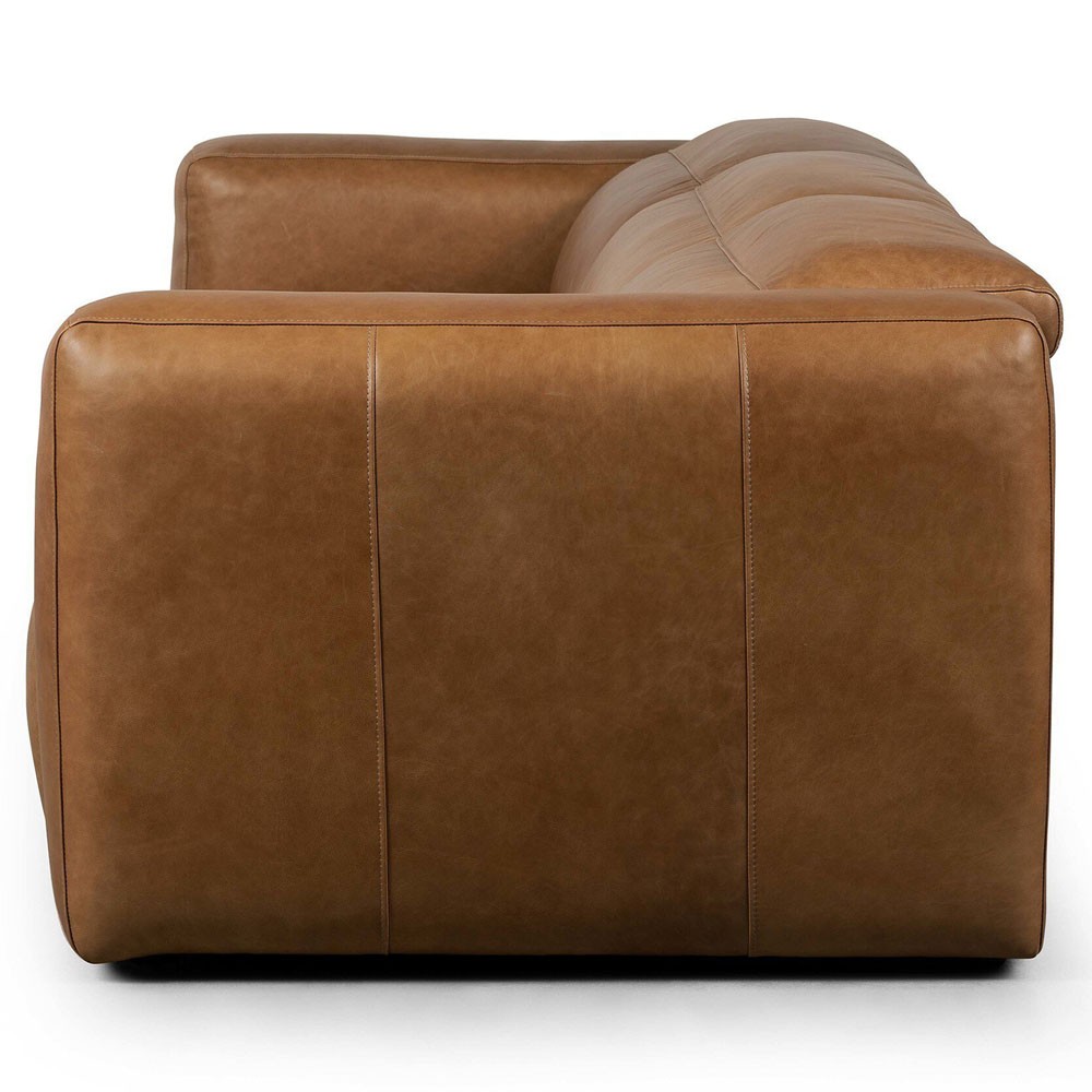 Radley Modern Classic Brown Leather 3 Piece Reclining Sectional - 121"|