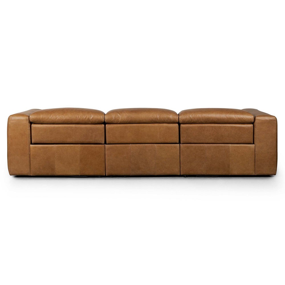 Radley Modern Classic Brown Leather 3 Piece Reclining Sectional - 121"|